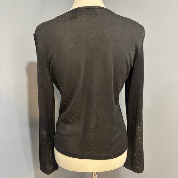 Black and gold semi-sheer sparkle top, Size M - Picture 8 of 8